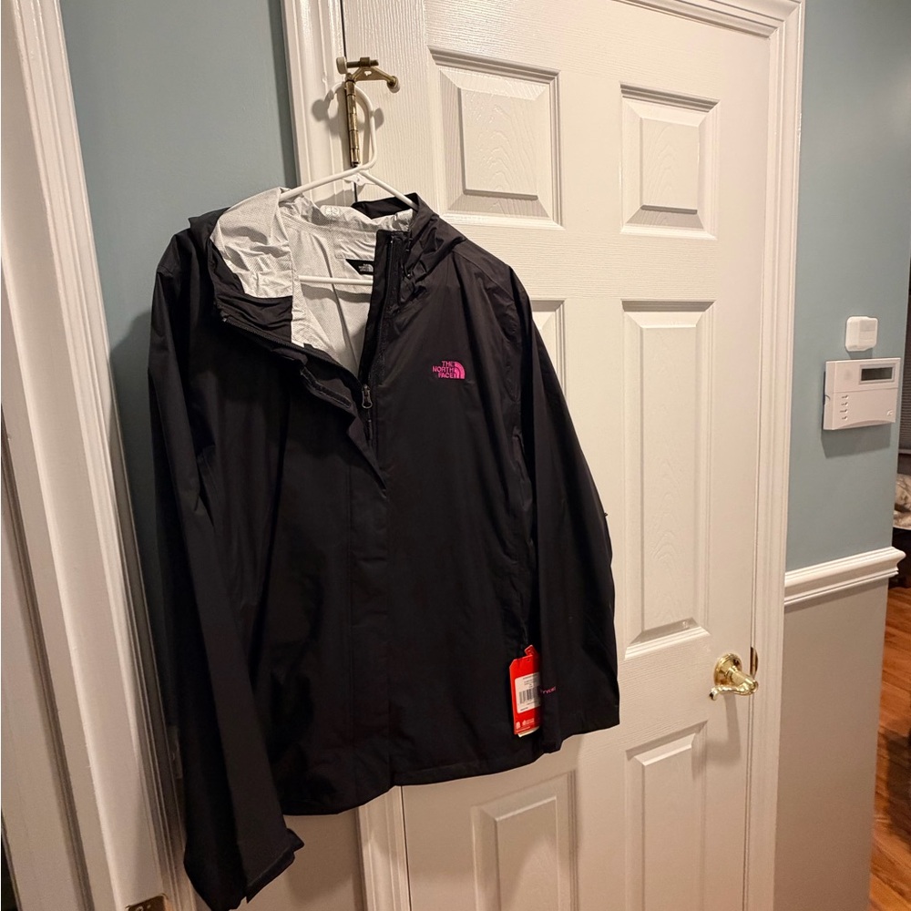 The North Face Olive Jacket with Pink Embroidery